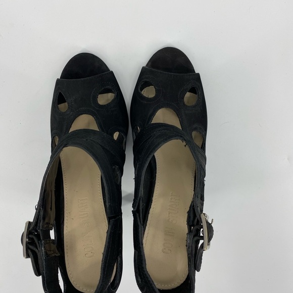 Colin Stuart black suede peep toe heels 7 - Picture 5 of 8